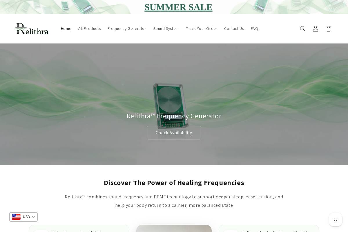 relithra.com homepage screenshot