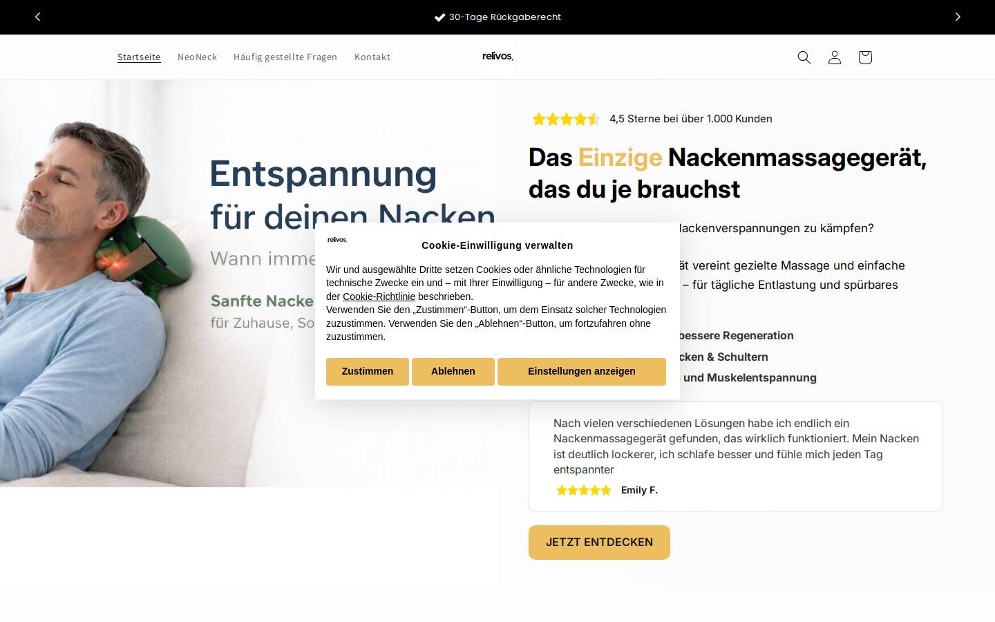 relivos.de homepage screenshot