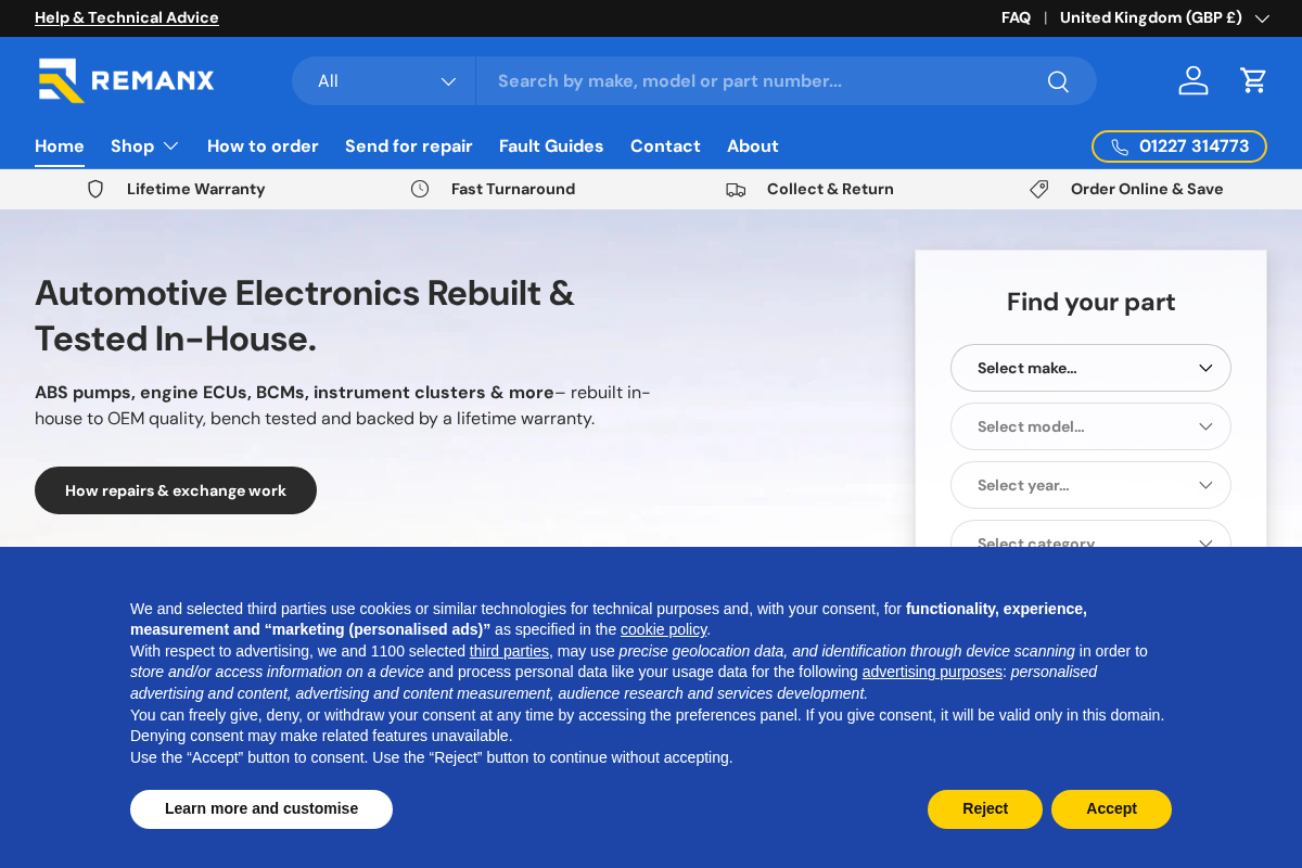 Remanx homepage screenshot
