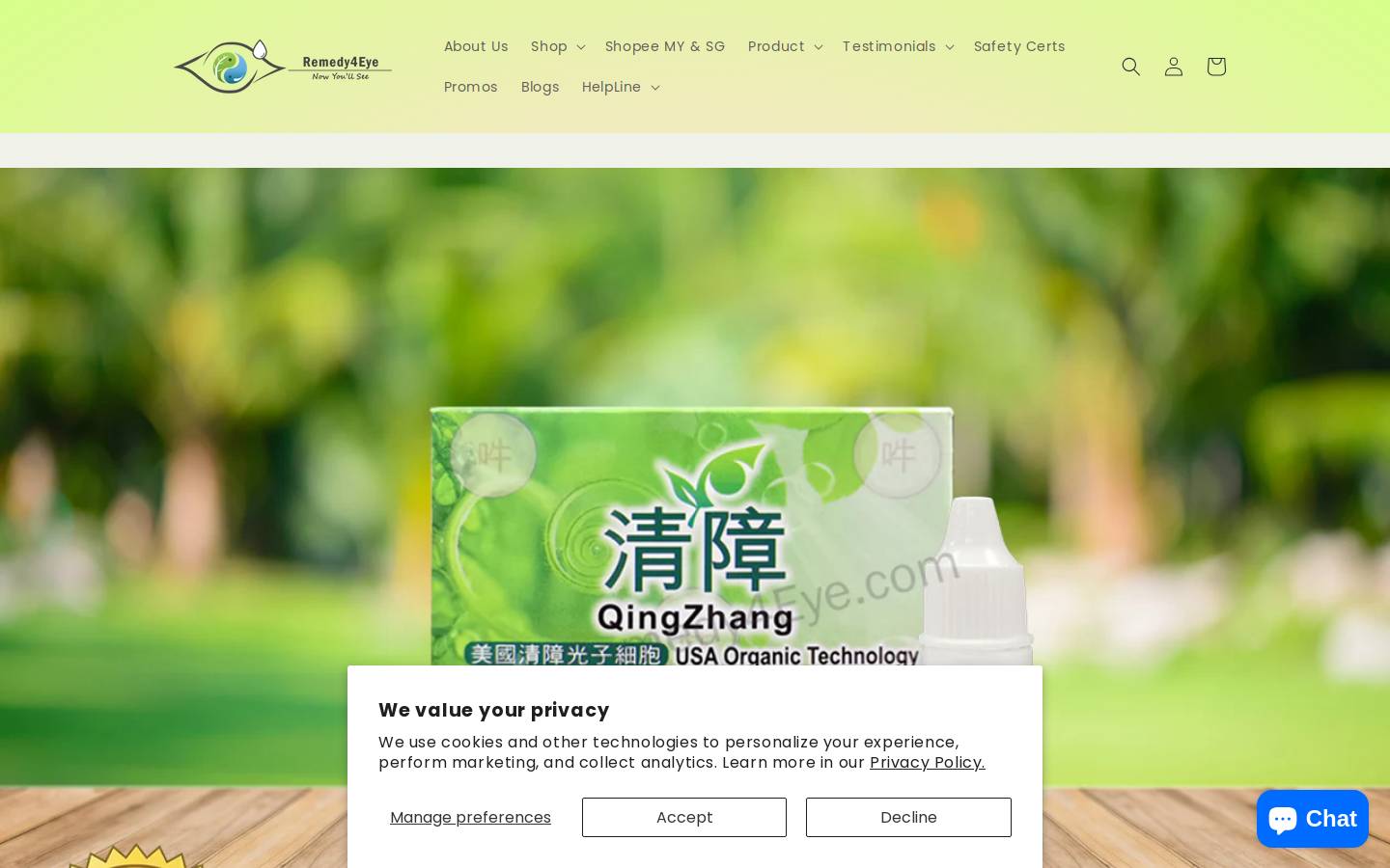 Remedy4eye homepage screenshot