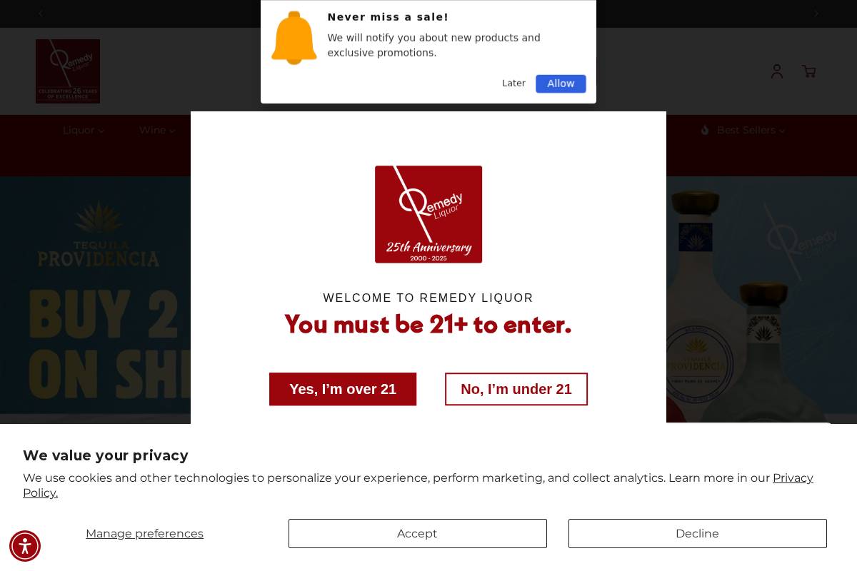 remedyliquor.com homepage screenshot