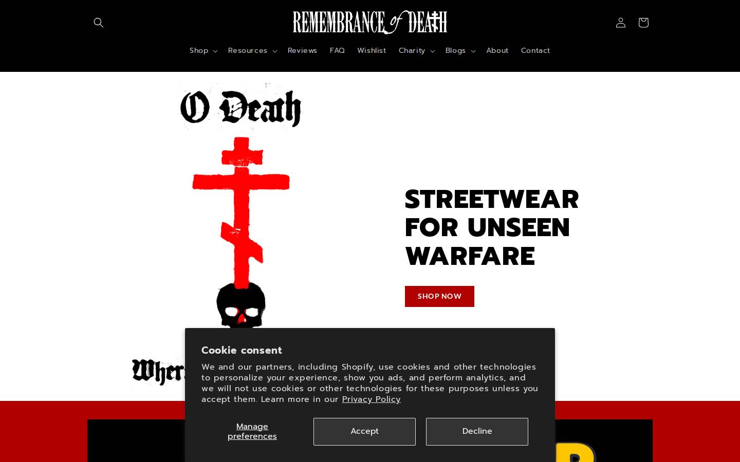 Remembrance of Death homepage screenshot