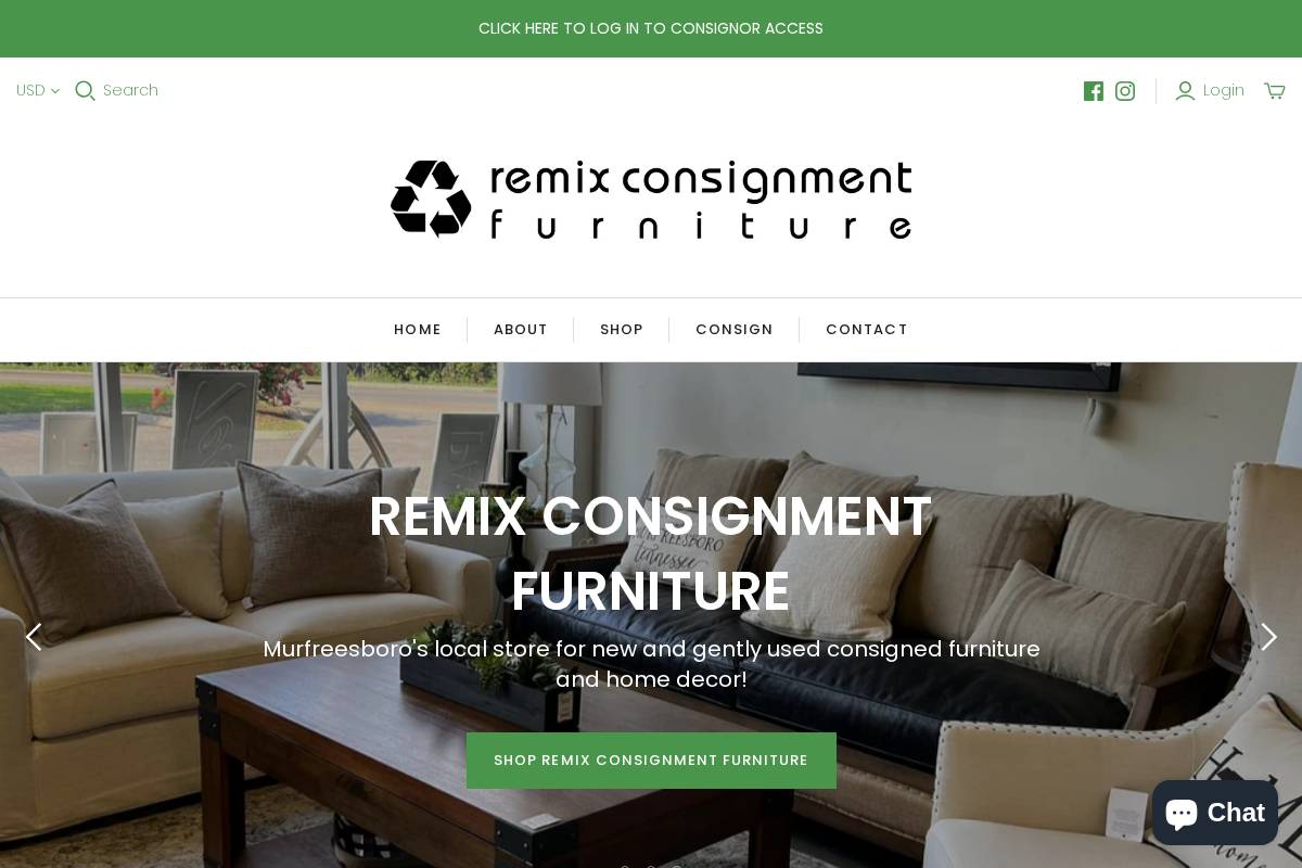 remixconsignmentfurniture.com homepage screenshot