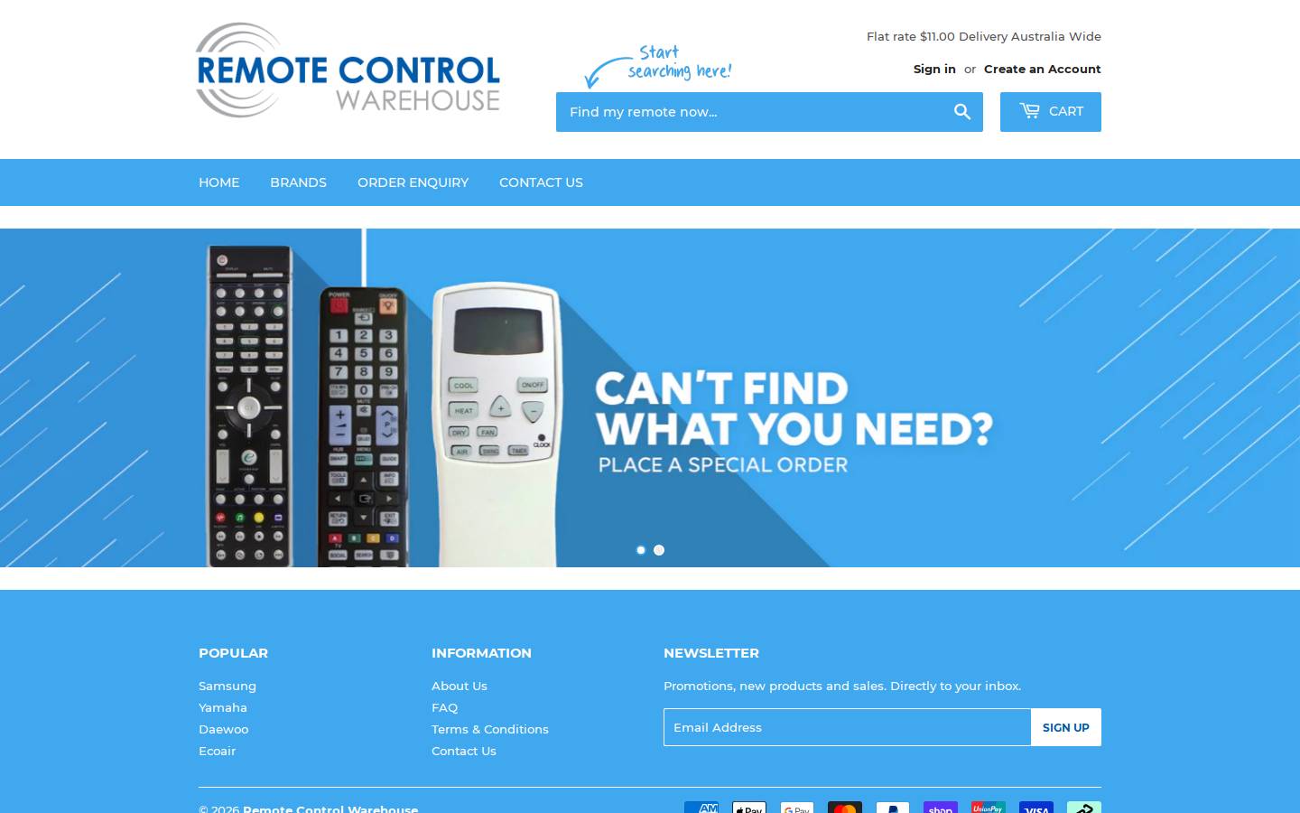 Remotecontrolwarehouse homepage screenshot