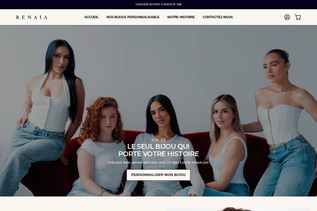 renaiajewellery.com homepage screenshot