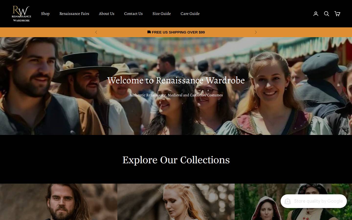 renaissancewardrobe.com homepage screenshot