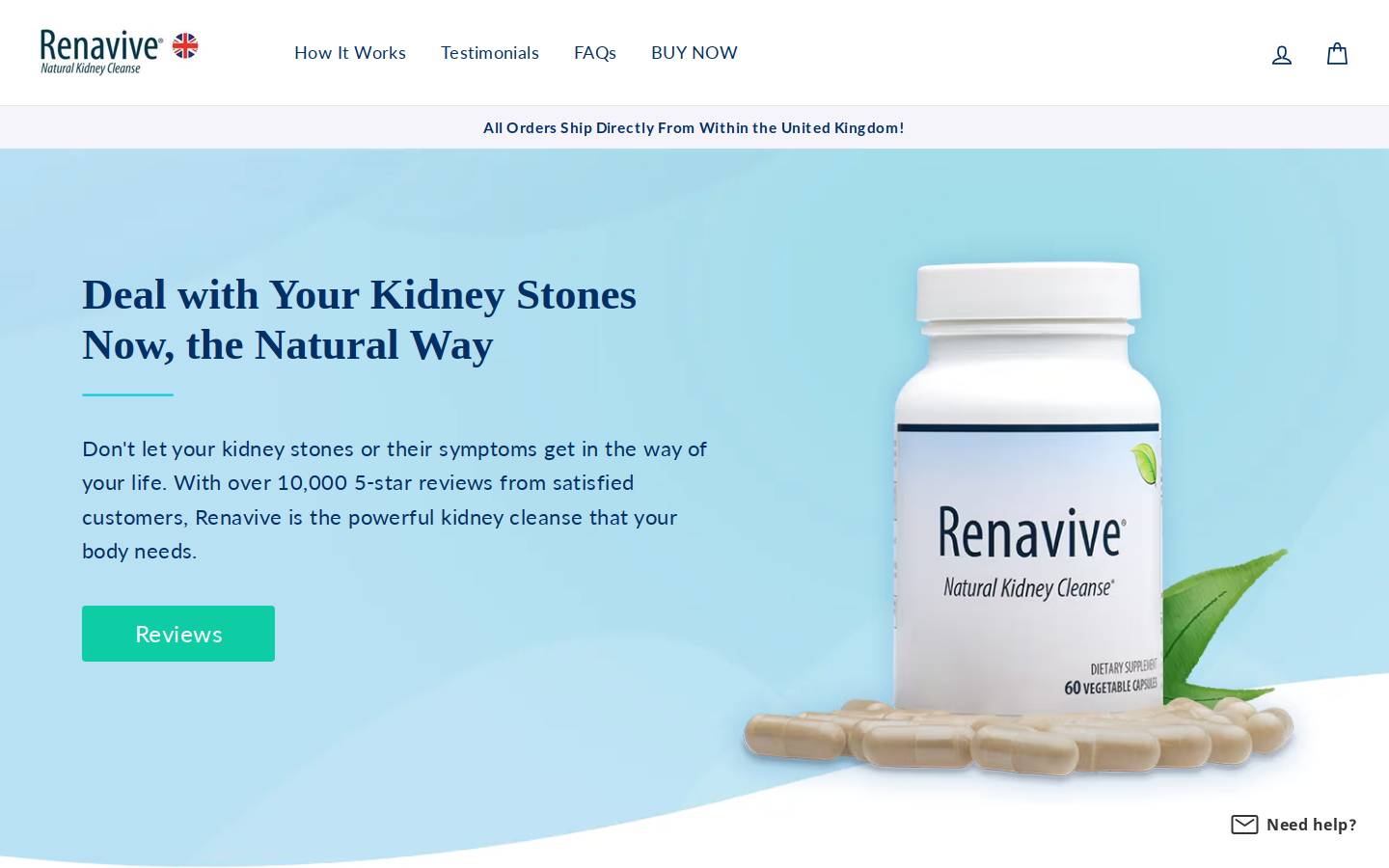 renavivekidneycleanse.com homepage screenshot