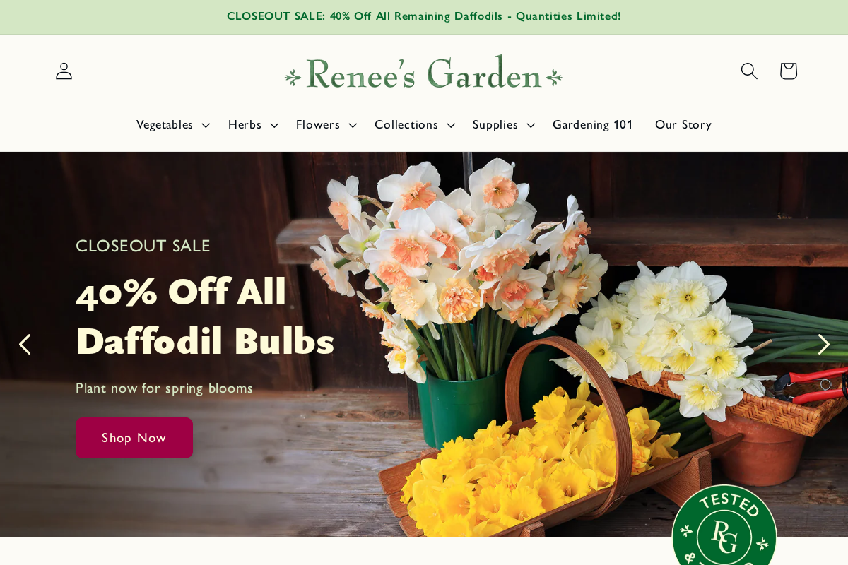 Renee's Garden homepage screenshot