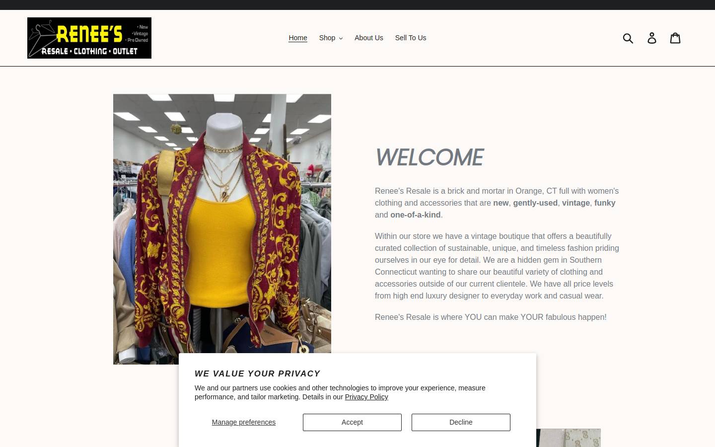 reneesresaleclothingoutlet.com homepage screenshot