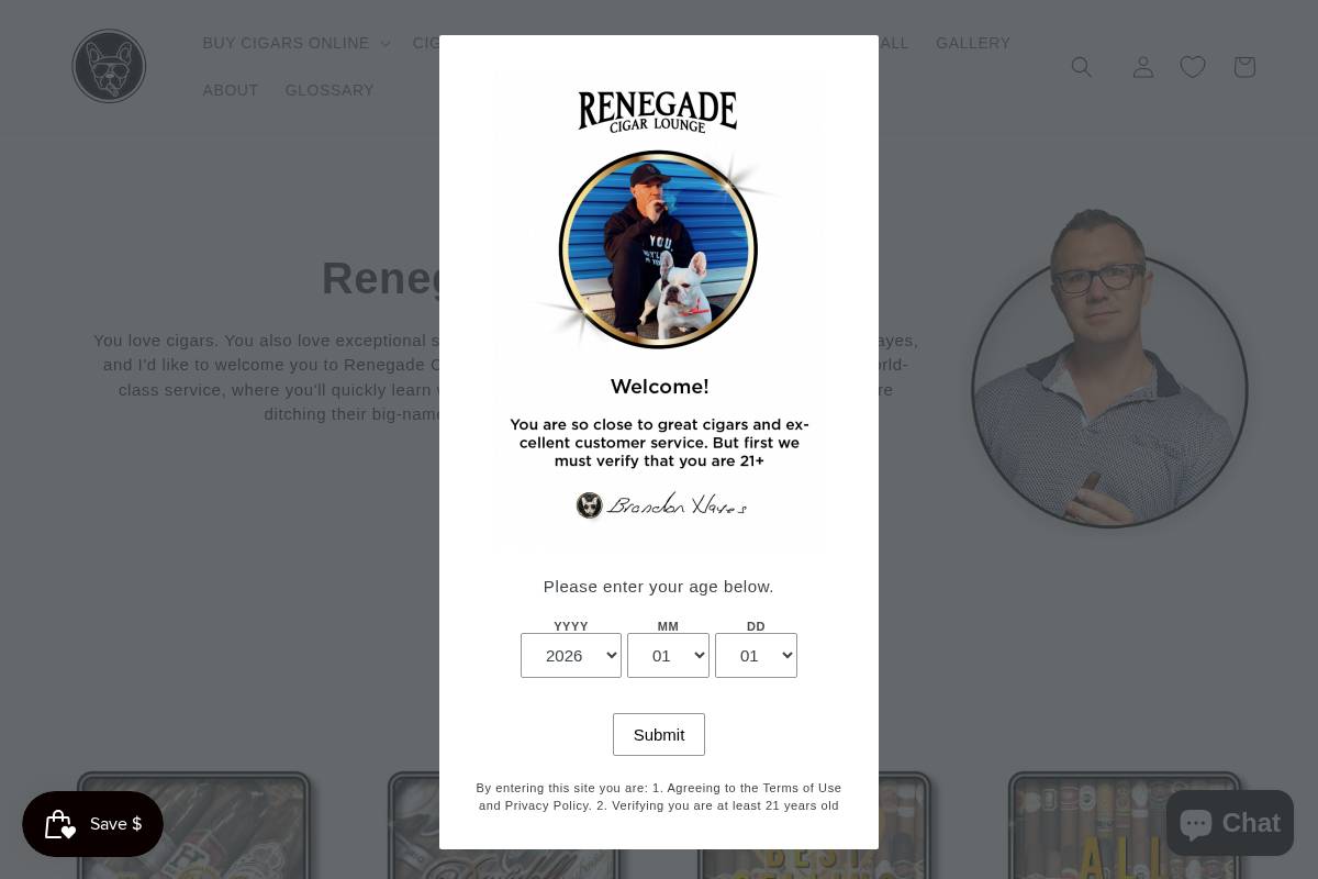 renegadecigars.com homepage screenshot
