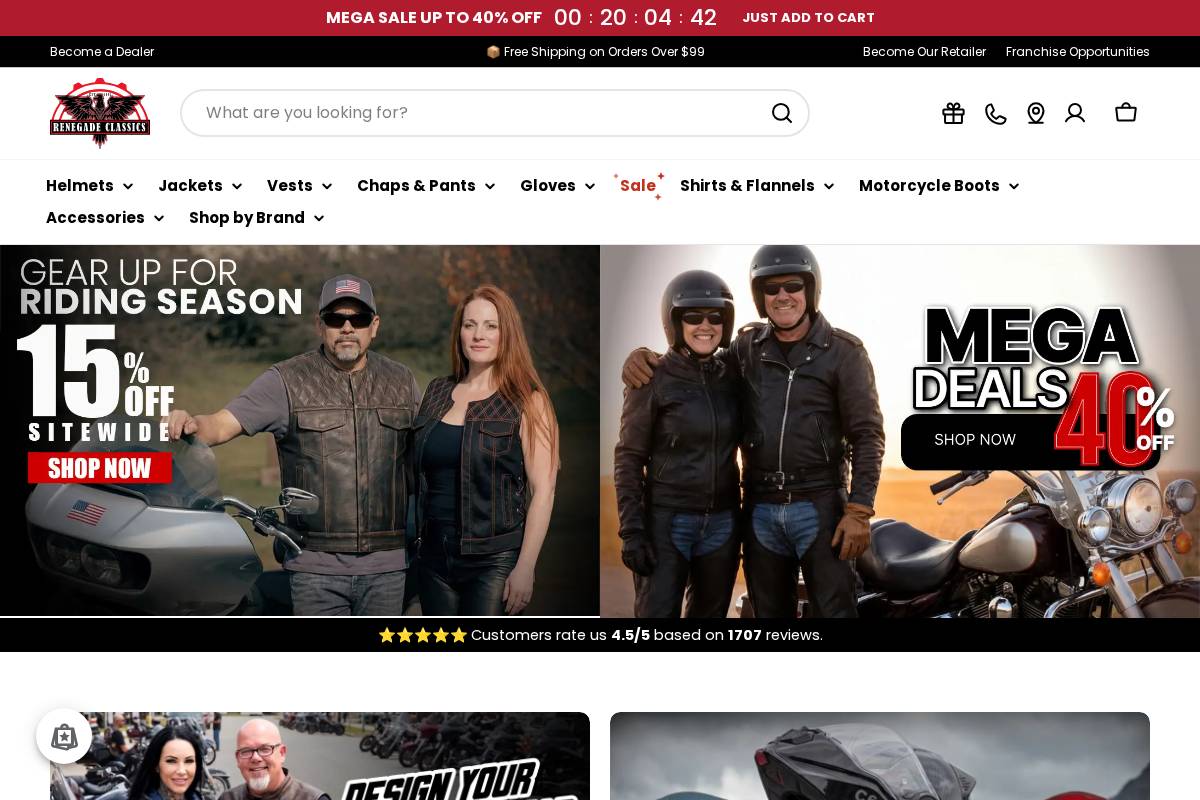 Renegade Classics homepage screenshot