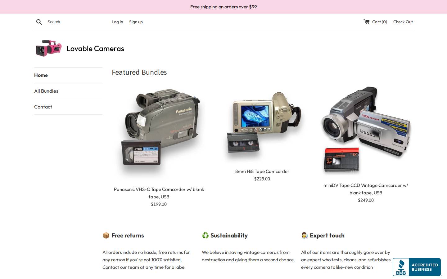 renewedcameras.com homepage screenshot
