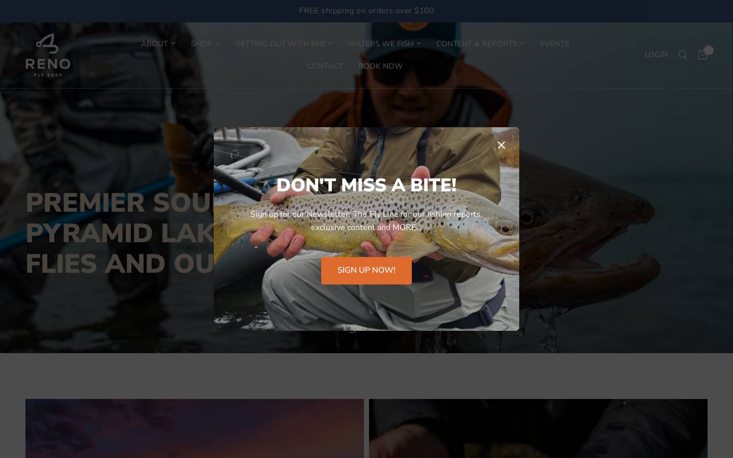 Reno Fly Shop homepage screenshot