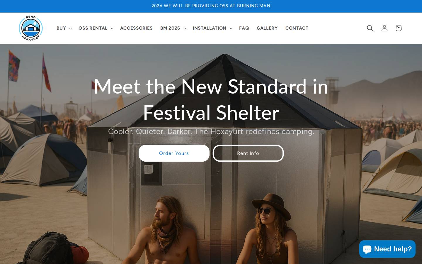 renohexayurt.com homepage screenshot