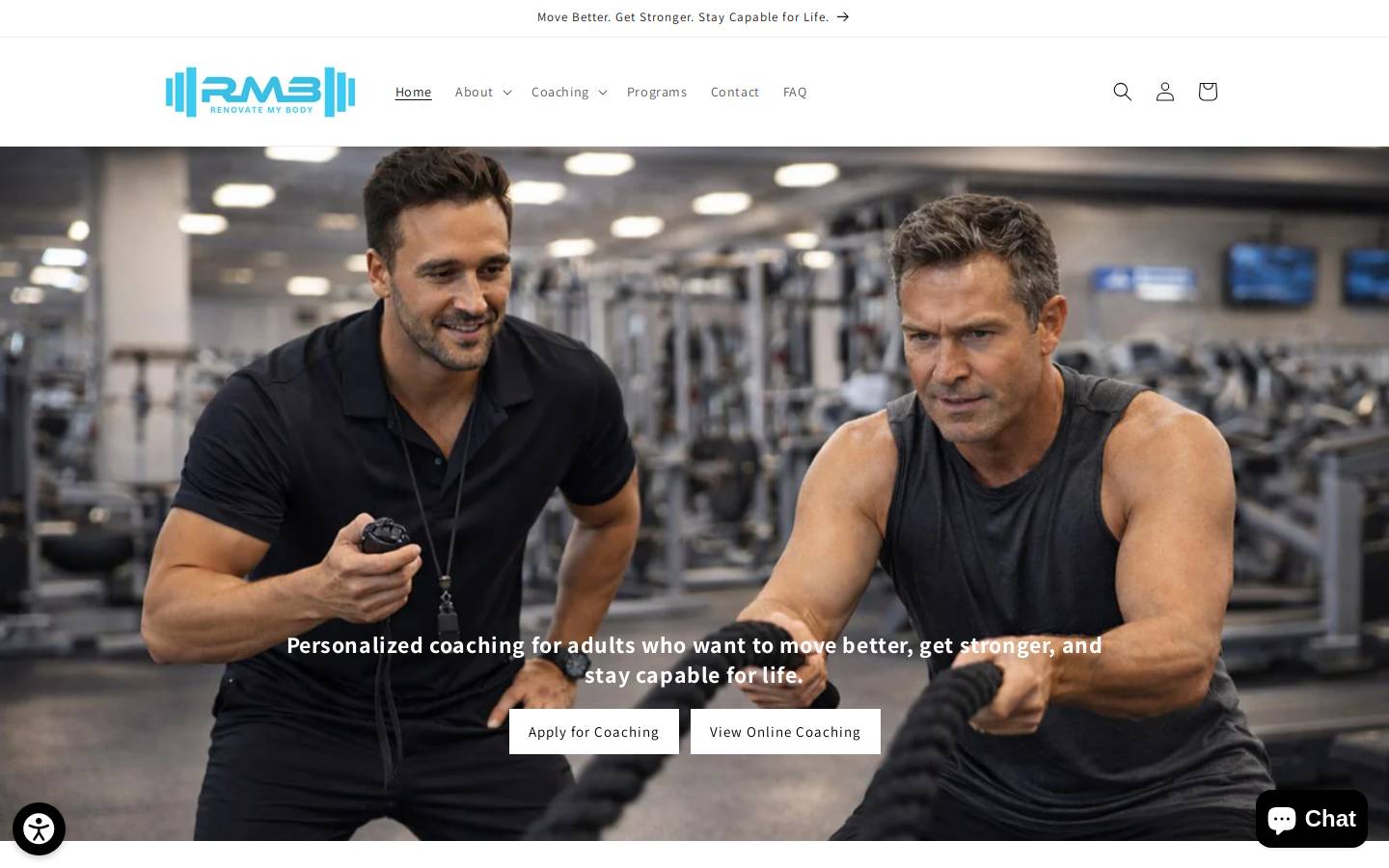 Renovatemybody homepage screenshot