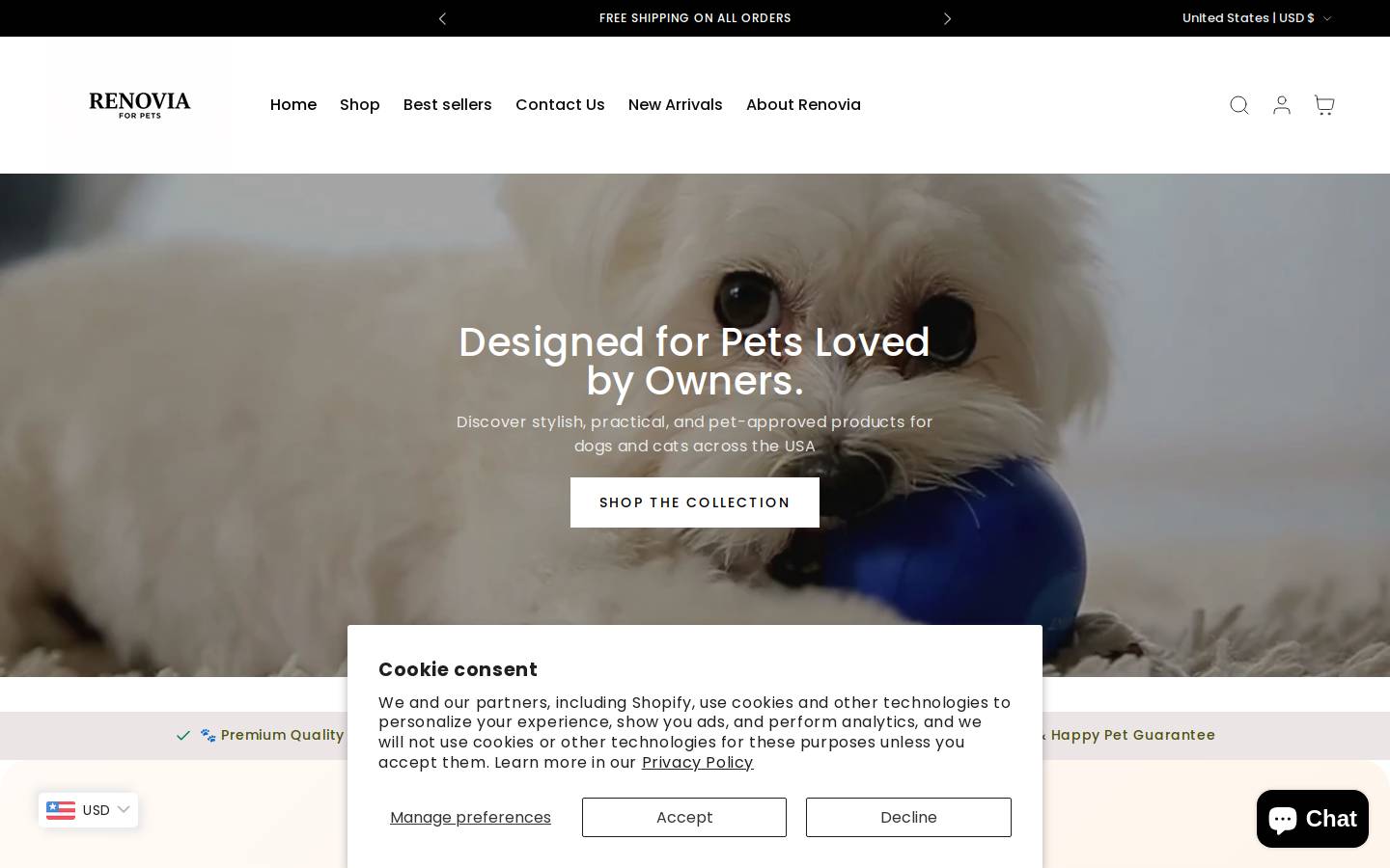 renoviashops.com homepage screenshot