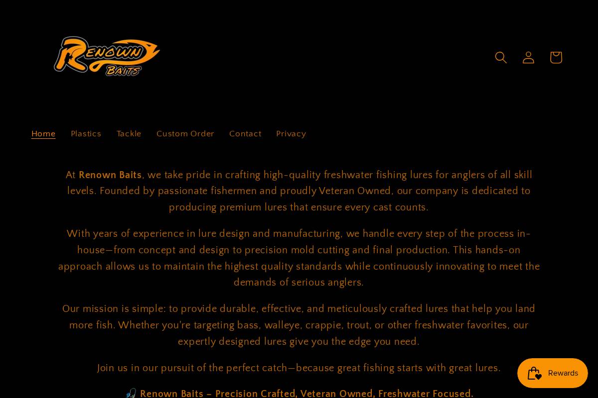renownbaits.com homepage screenshot