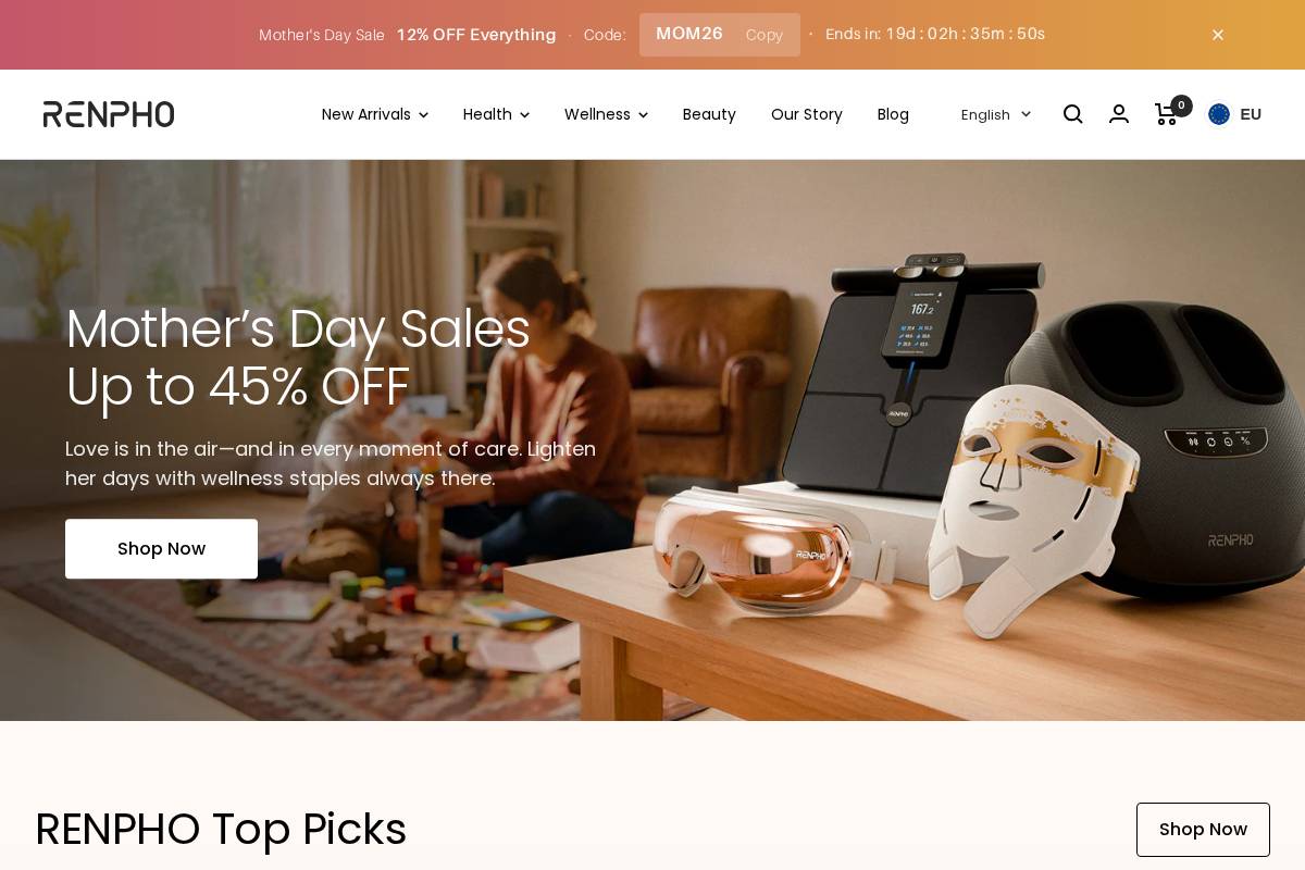 Renpho homepage screenshot