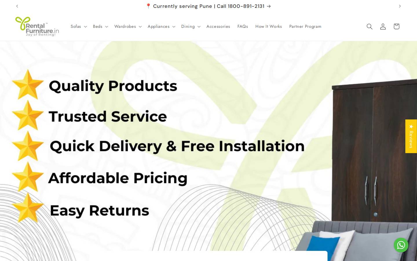 rentalfurniture.in homepage screenshot