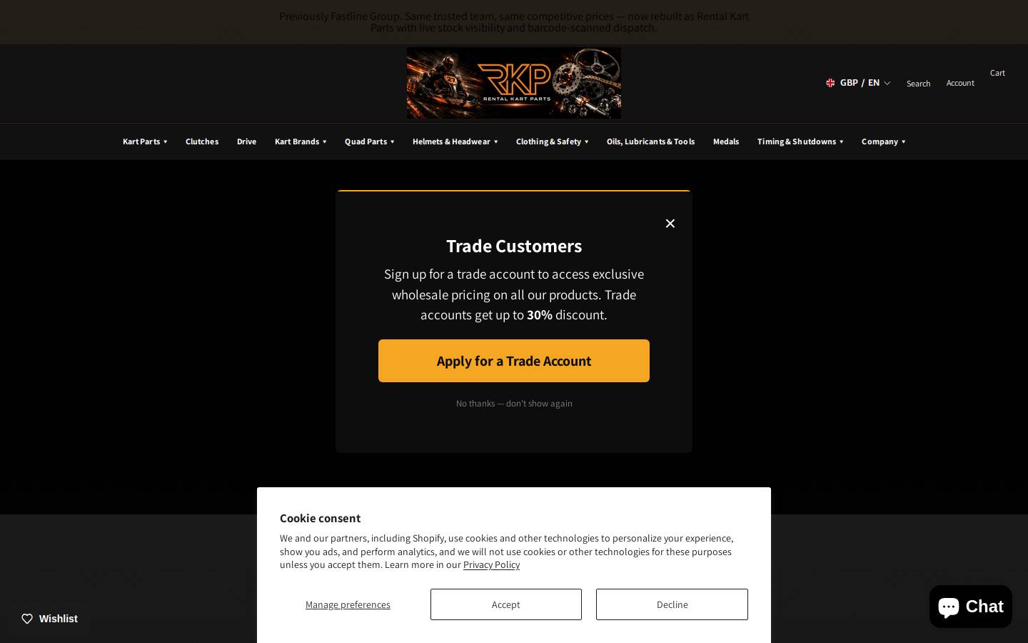 rentalkartparts.com homepage screenshot