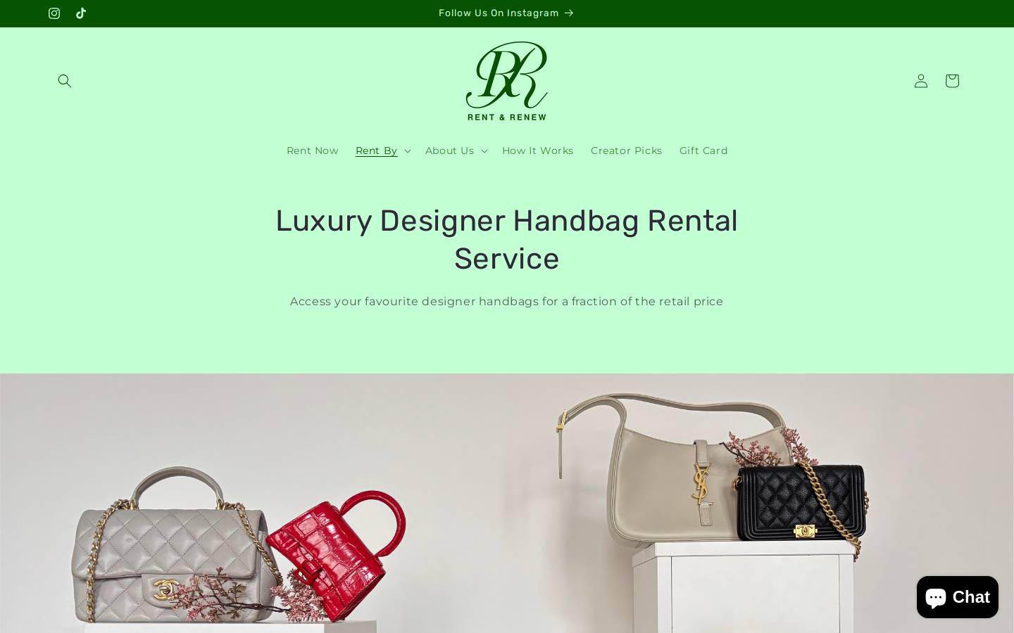 Rent & Renew homepage screenshot