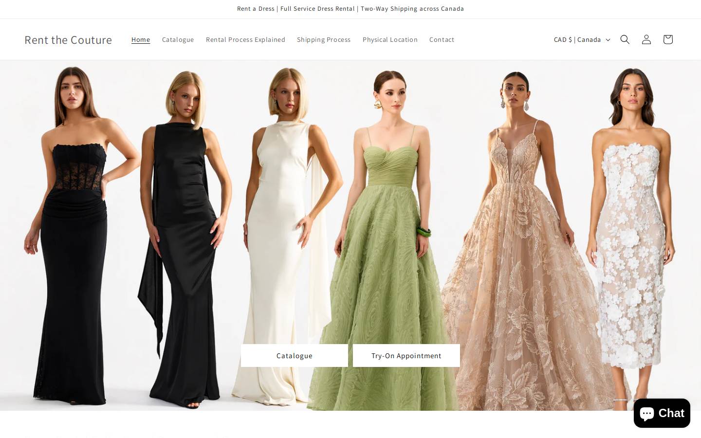 renthecouture.com homepage screenshot