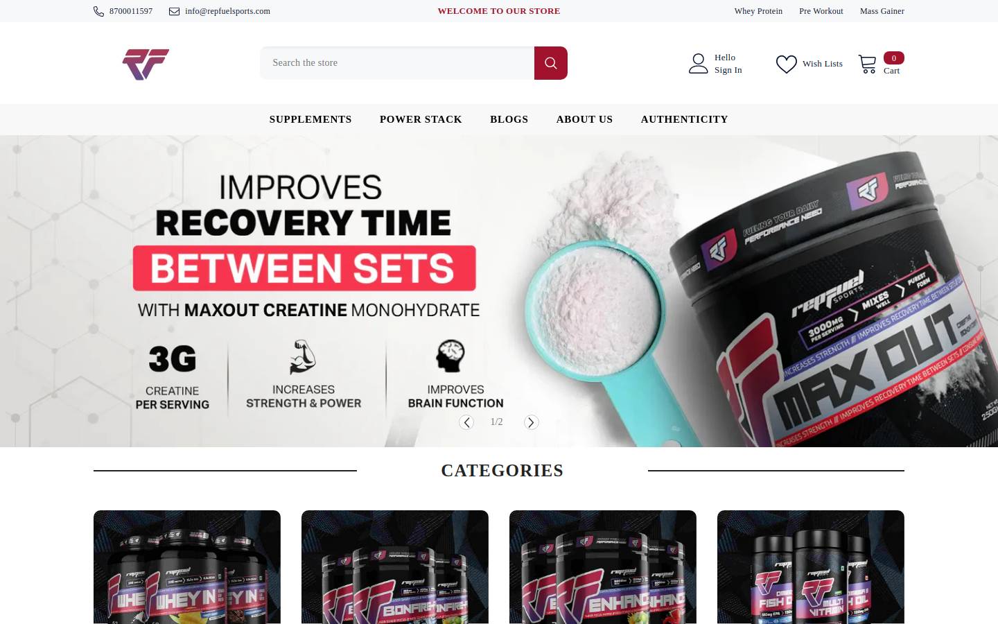repfuelsports.com homepage screenshot