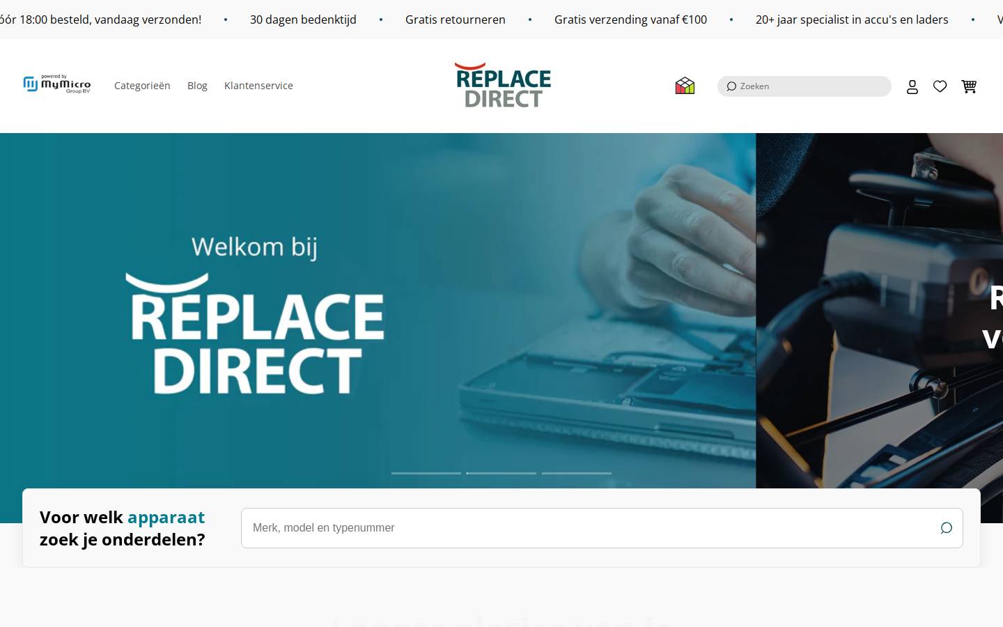 ReplaceDirect.nl homepage screenshot