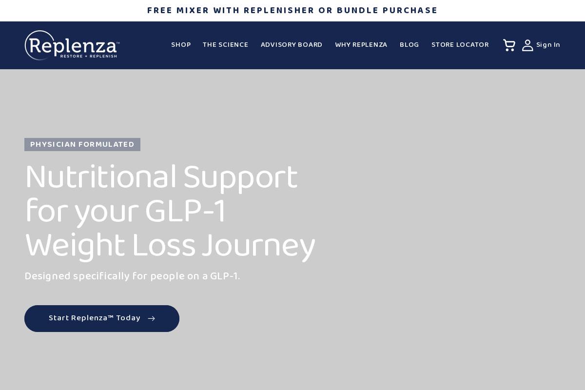 replenzalabs.com homepage screenshot