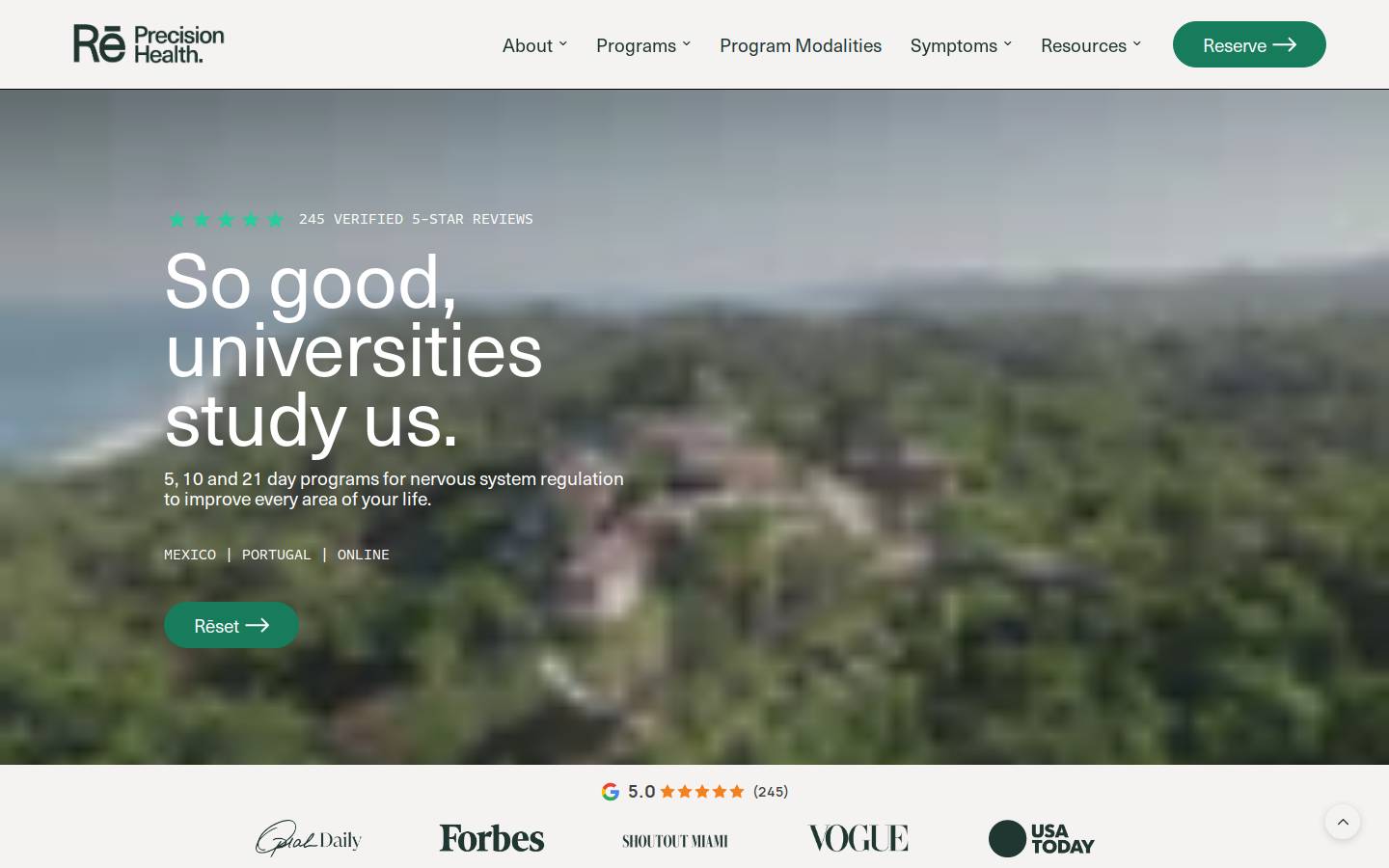 reprecisionhealth.com homepage screenshot