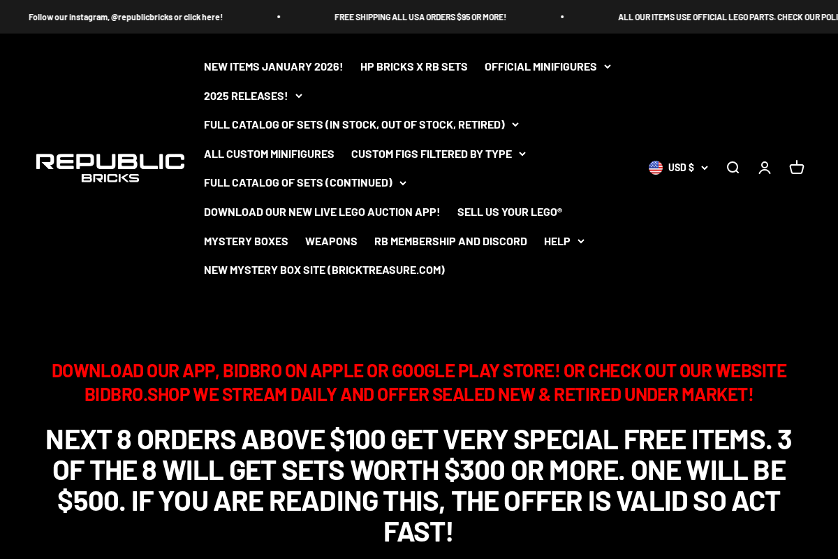 Republic Bricks homepage screenshot