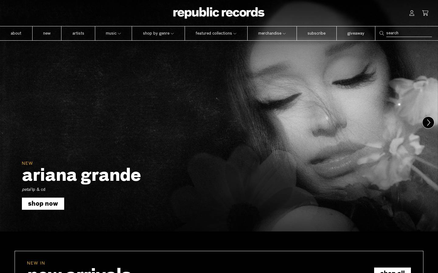Republic Records homepage screenshot