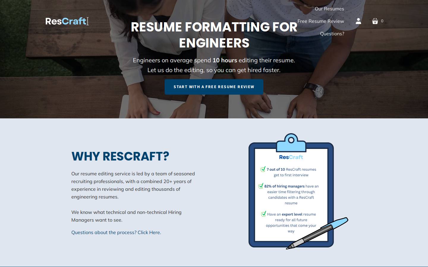 rescraft.io homepage screenshot