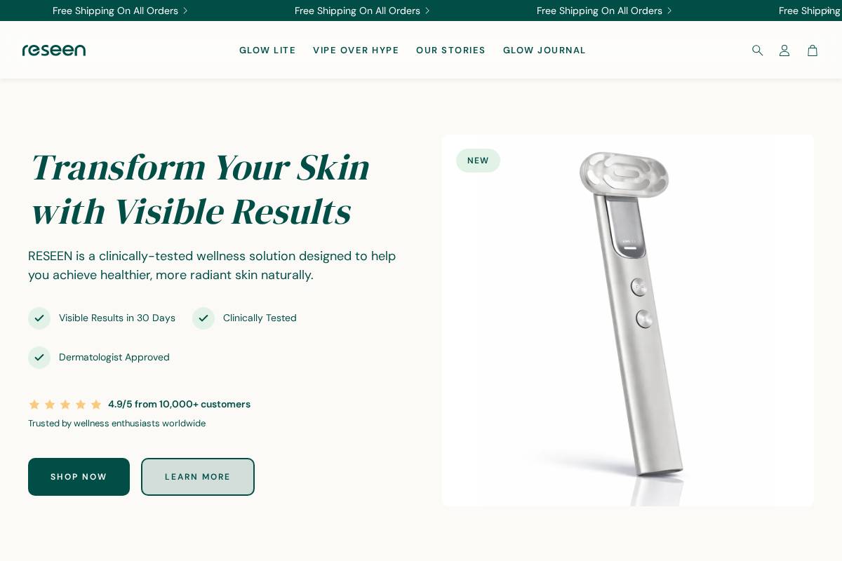 reseenbeauty.com homepage screenshot