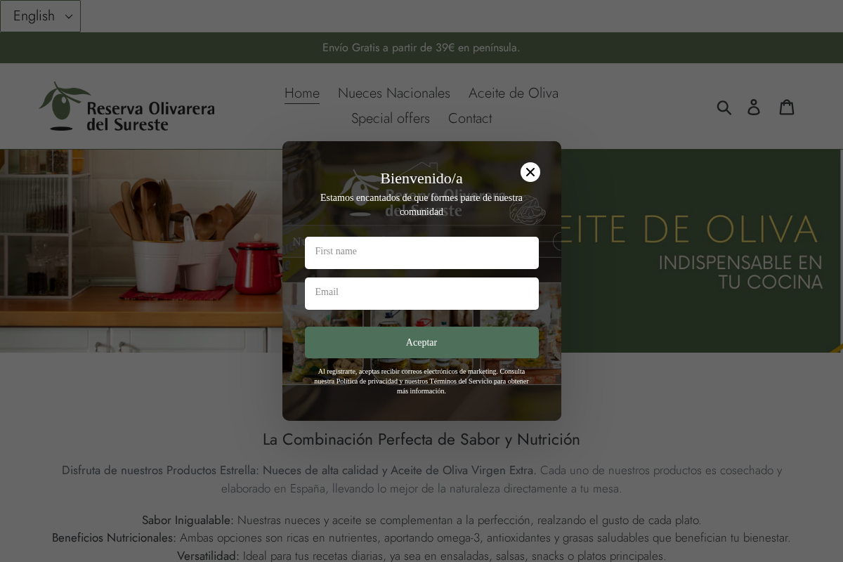 reservaolivarera.com homepage screenshot
