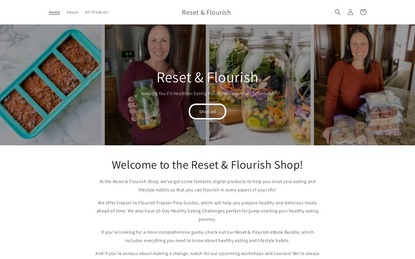 resetandflourishshop.com homepage screenshot