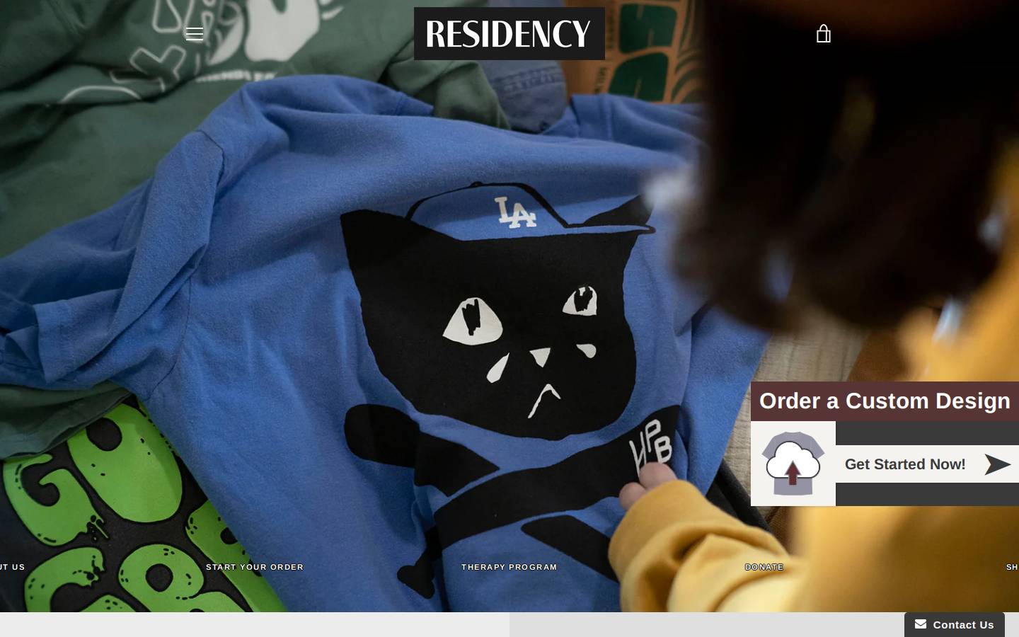 residencymerch.com homepage screenshot
