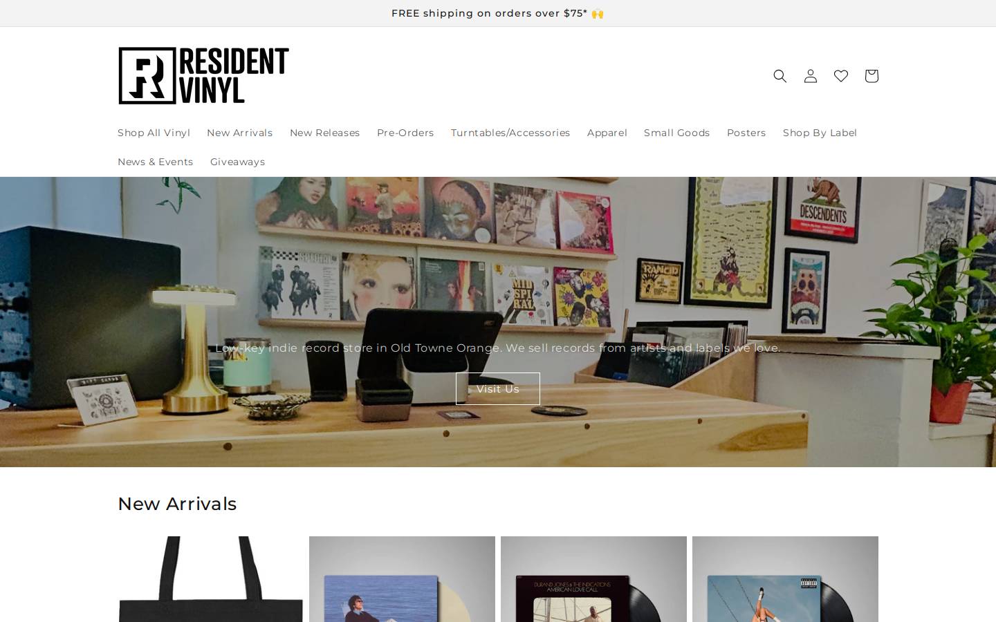 residentvinyl.com homepage screenshot