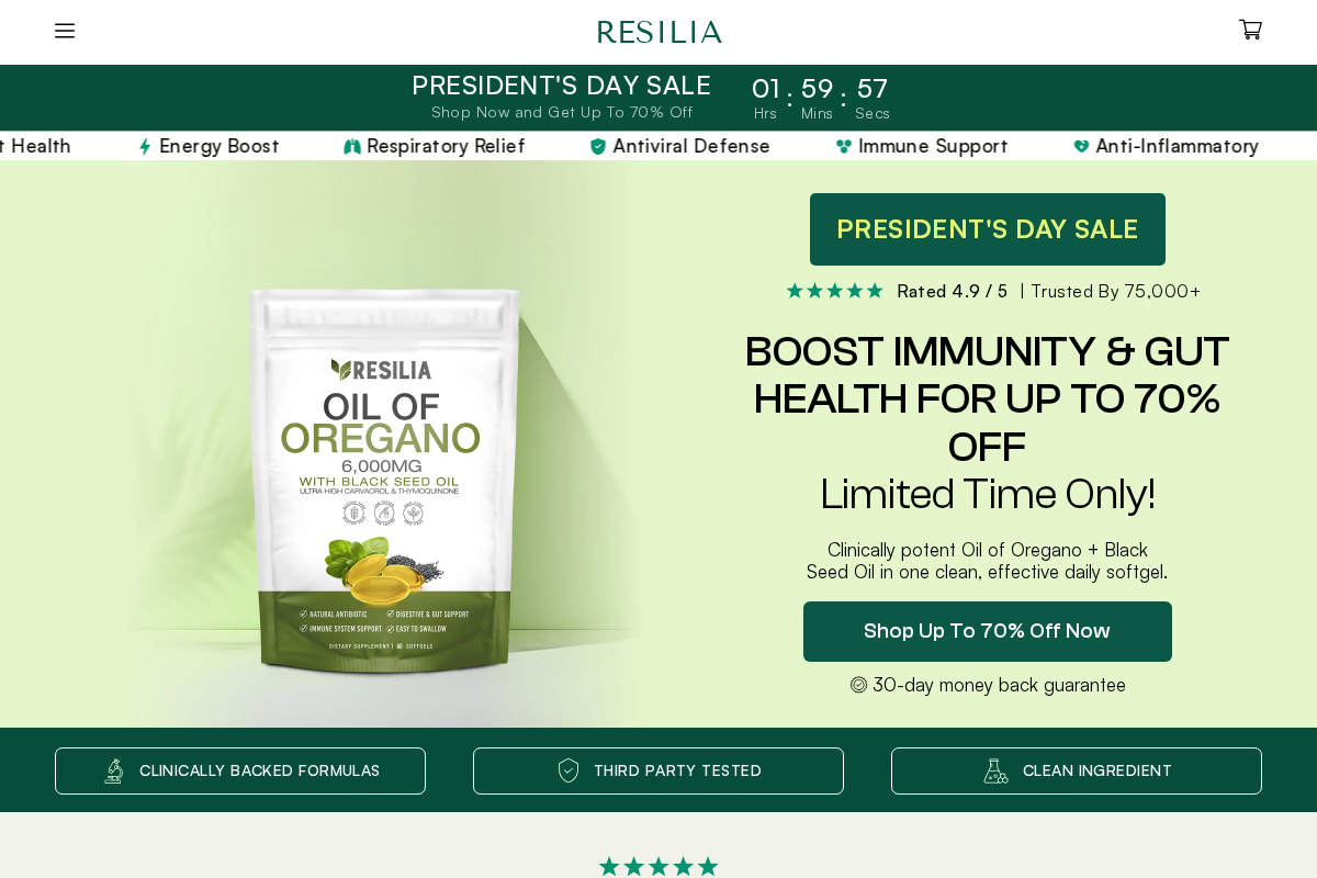 Resilia homepage screenshot