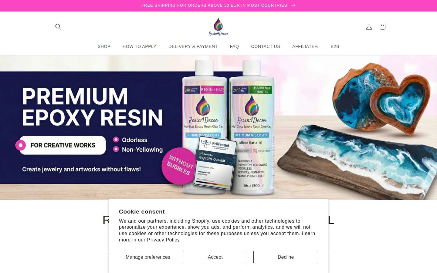 resin4decor.com homepage screenshot