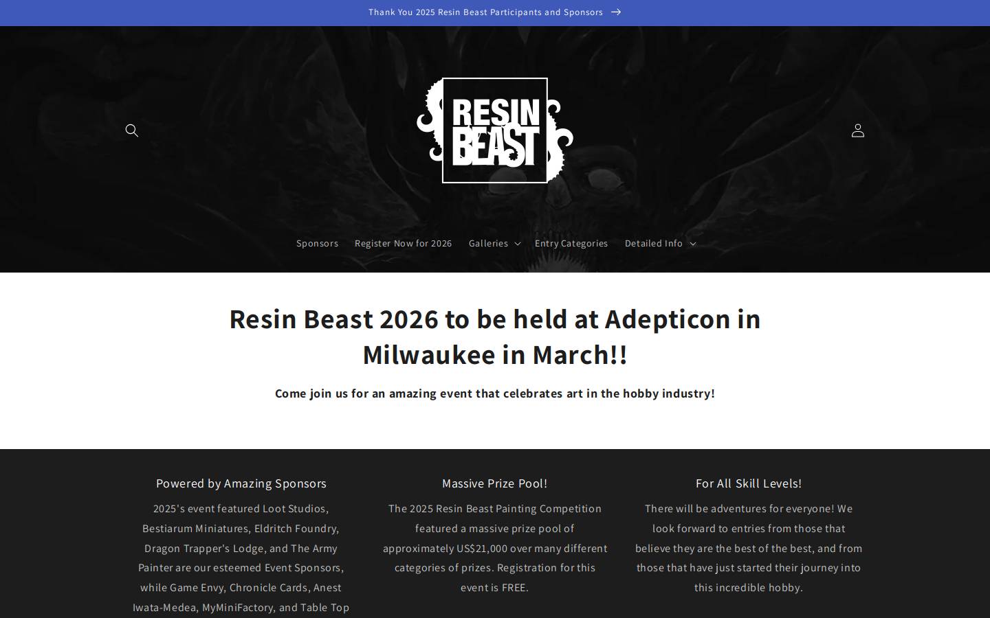 resinbeast.com homepage screenshot