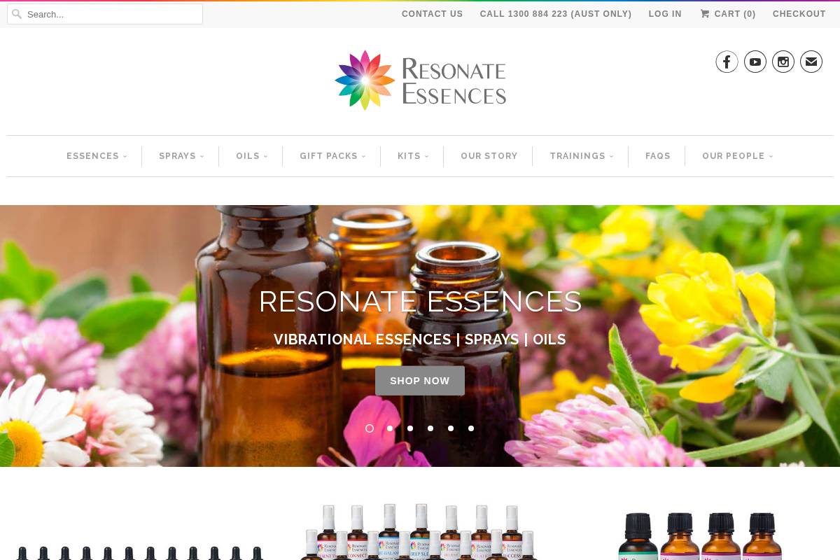resonateessences.com homepage screenshot