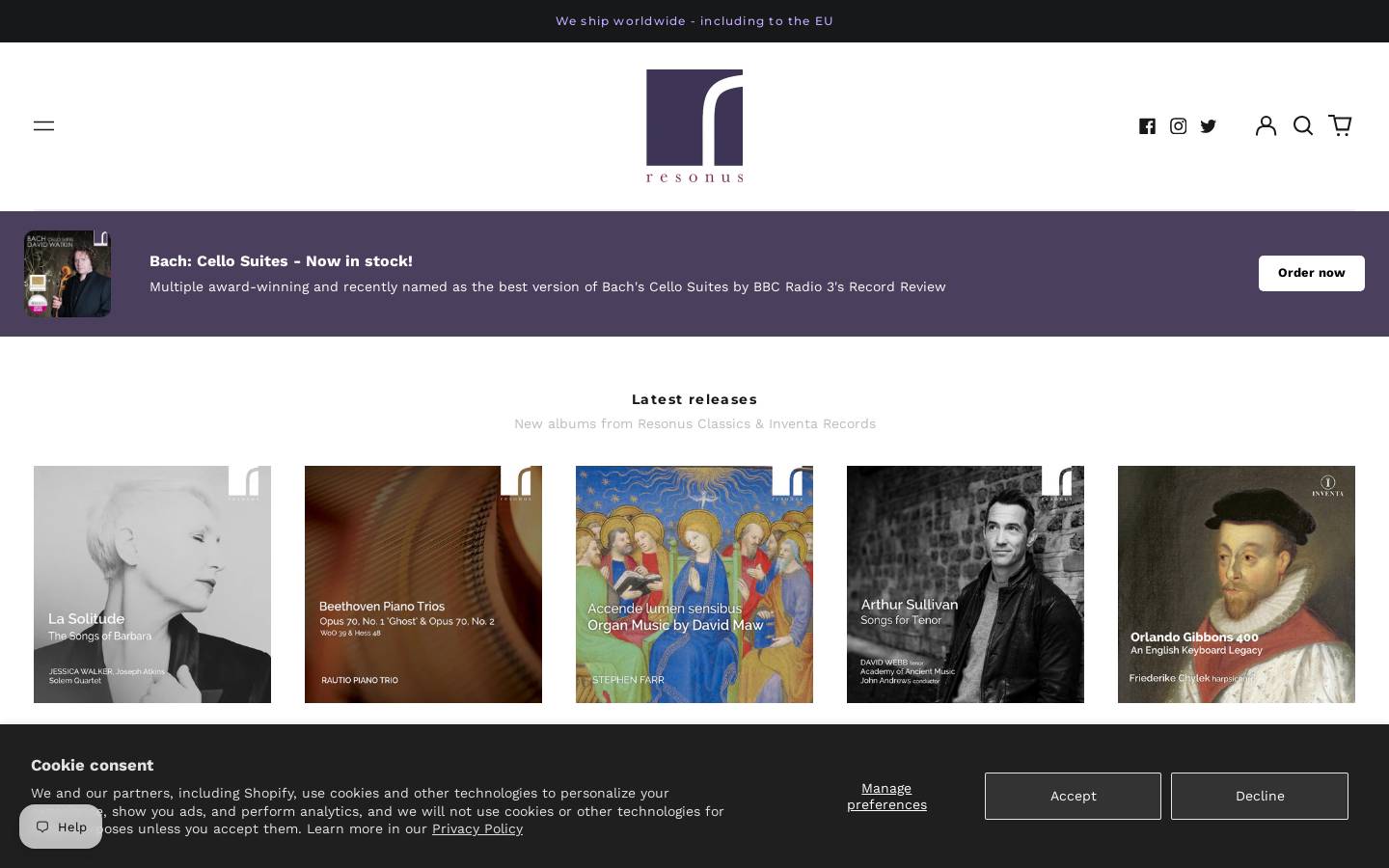 resonusclassics.com homepage screenshot