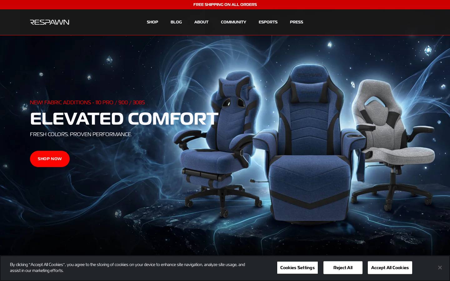 respawnproducts.com homepage screenshot
