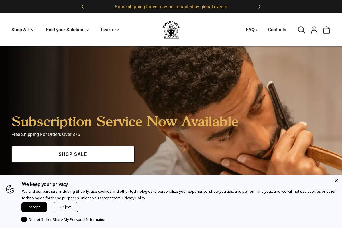 respectedroots.com homepage screenshot