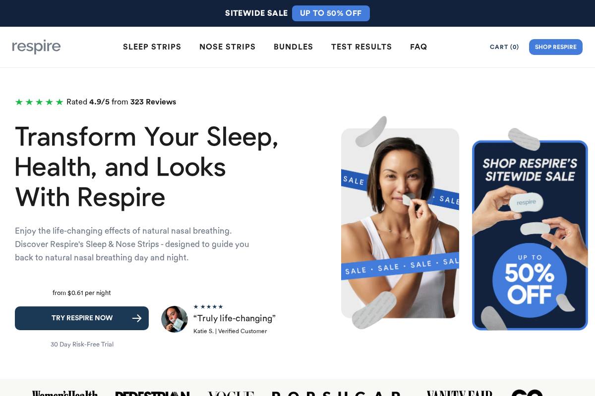 Respire homepage screenshot