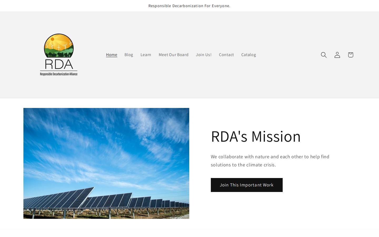 responsibledecarbonizationalliance.org homepage screenshot