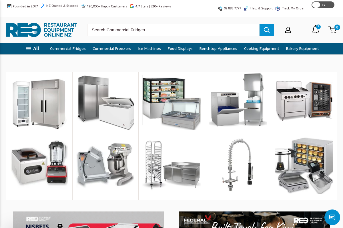 Restaurant Equipment Online NZ homepage screenshot