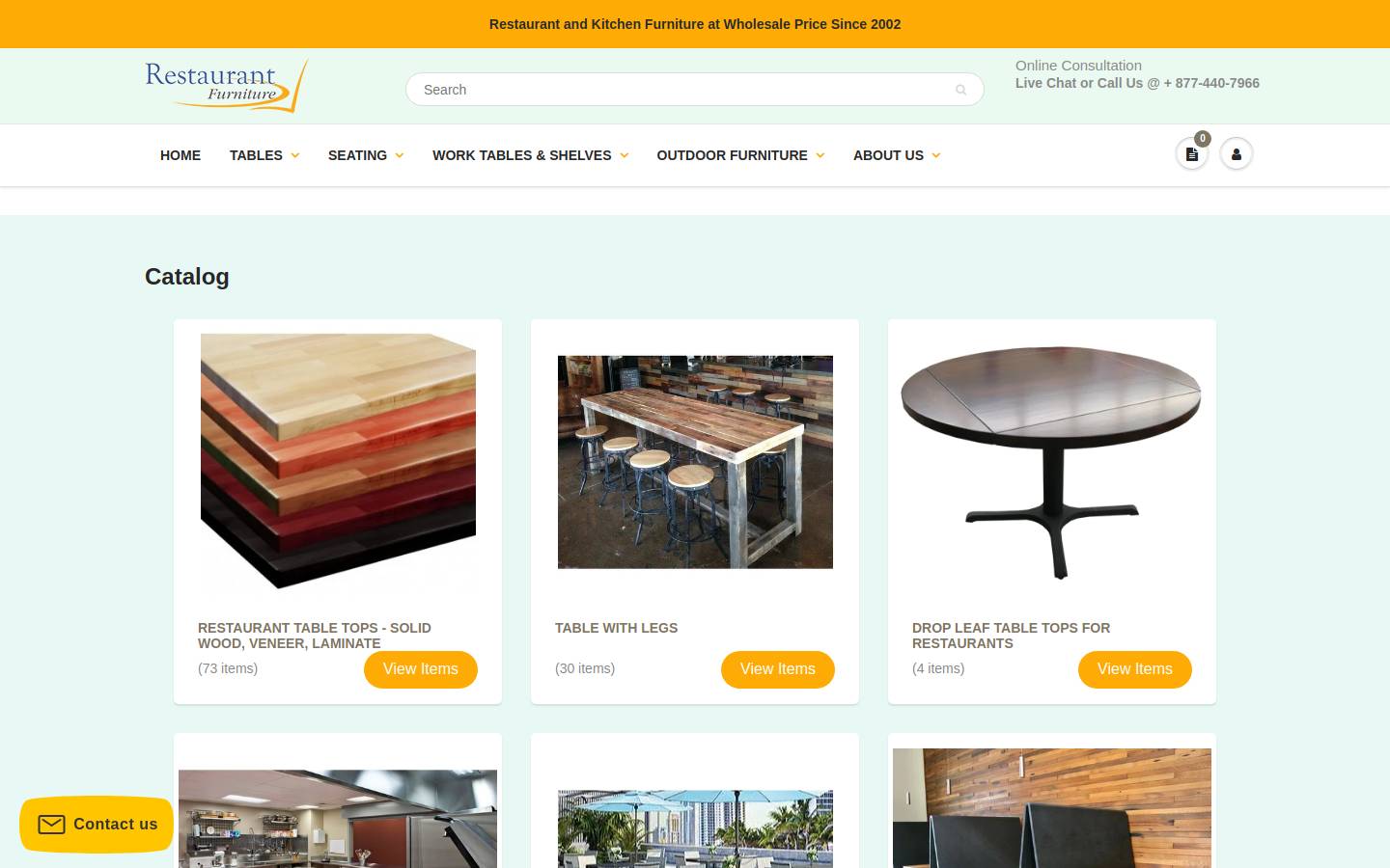 restaurantfurnituredepot.com homepage screenshot