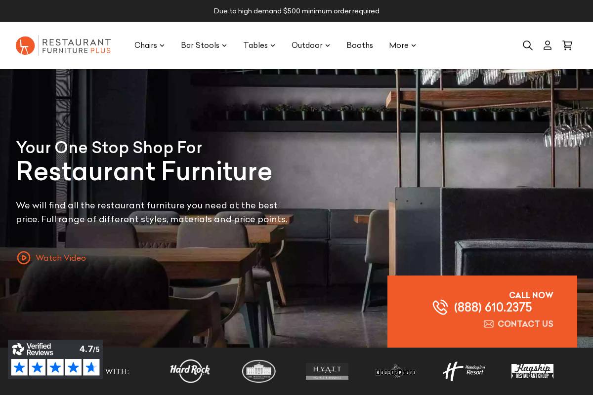 restaurantfurnitureplus.com homepage screenshot